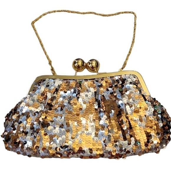 Gold and Silver Sequin Evening Bag Formal - Picture 1 of 5